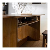 zhongxlla Standing Desk, Solid Wood Desk Dining Table with Open Shelves