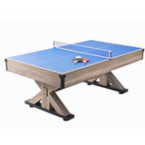 VEVOR 7ft Billiards Table Combo Set, 3-in-1 Multi Game Table with Dining, Pool, and Tennis Table, for Family Game Room Adults, Includes Full Set of Accessories, Wood Color with Grey Cloth