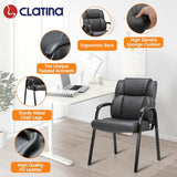 Leather Guest Chair with Padded Arm Rest for Reception Meeting Conference and Waiting Room