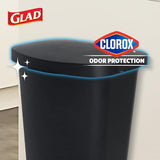 Glad 13 Gallon Trash Can | Plastic Kitchen Waste Bin with Odor Protection of Lid | Hands Free