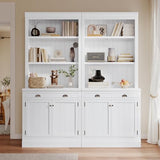 Modern 83.4" Tall Bookcase Suite with LED Light, Doors, Drawers and Open Shelves