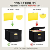 Hleelomi Collapsible File Box with Lid & Plastic Slide - Hanging Document Organizer for Office/Home, 14.96x12.6x10.83 Inch