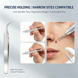 Piercing Ball Grabber Tool, 316L Stainless Steel Removal & Changing Kit, 18Pcs 14G-20G Needle Set, 4 Claw Retractable Design, Non-slip Curved Tweezers, for Pro Piercers, Entry Users & Body Art Fans