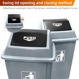 5 Packs 15.3 Gallon Heavy-Duty Plastic Outdoor Trash Can with Push Lid Weather-Resistant Garbage Bin