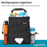 High Road Car Organizer with Car Trash Bin and Tissue Holder - Holds Full Size Tissue Box, Bottles and Wipe Containers