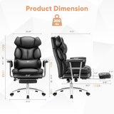 Sweetcrispy Executive Home Office Desk Chair - Ergonomic Big Tall High Back with Footrest & Lumbar Support, Black