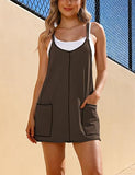Tomosc Athletic Sleeveless Mini Dress for Women Summer Sundress Spaghetti Strap Short Tennis Dress with Pockets (34-Coffee-XS)