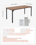 Rectangle Dining Table, 71 inch Length Large Wood Tables for 6-8 Person, Farmhouse Dinner Furniture, Rustic Conference Desk with Iron Legs