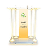 Customizable Logo & Text Church Pulpit,Transparent LED Acrylic Podium with Wheels and Vertical Reading Platform