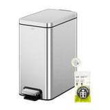 EKO Small Bathroom Trash Can with Lid Soft Close, Step Pedal, 10 Liter / 2.6 Gallon Stainless Steel Garbage Can (Silver)