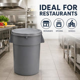 Getzi 7 Pack 44 Gallon Gray Round Commercial Trash Can with Lid