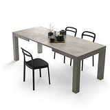 Mobili Fiver, Iacopo Extendable Dining Table, 55.1(86.6) x35.4 in, Concrete Effect