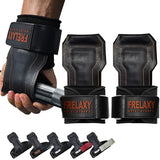 Frelaxy Lifting Wrist Straps, Rubber Weight Lifting Grips with Non-Slip Palm & Wrist Wraps Support for Deadlifts, Pull Ups, Rows
