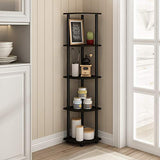 Furinno TURN-N-TUBE Corner Shelf, 5-Tier Corner Bookshelf, Open Storage Shelves, Espresso