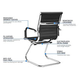 Yaheetech Faux Leather Office Reception Chair Without Wheels Mid Back Ergonomic Guest Chairs for Conference
