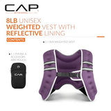 CAP 8LB Weighted Vest Purple – Unisex Workout Vest with Reflective Stripes, Phone Pouch, and Adjustable Fit for Walking, Running, Cardio, Strength Training