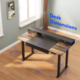 4-Leg Standing Desk with Storage Electric Adjustable Height with 3 Drawers & Shelving Home Office