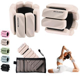 Ankle Weights for Women Men Adjustable 1LB Wrist Weights Bracelet Set of 2 for Home Gym Weighted Bangles Wristbands Leg Arm Weights, Beige