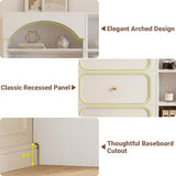 Cyclysio 80" Tall Bookshelf System with 6 Drawers, Arched Corner Bookcase with 12-Tier Open Shelves