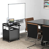 AV Cart with Keyboard Tary and Locking Cabinet Laptop Cart on Wheels Utility Carts and Pullout Tray