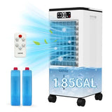 Portable Air Conditioners, 3-in-1 Evaporative Air Cooler with Touch Screen & Remote, 1.84Gal Cooling Fan, 3 Speeds & 3 Modes, 12H Timer, Includes 4 Ice Packs & Rolling Casters for Home, Office