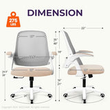 NEO CHAIR Office Desk Computer Gaming Ergonomic Chair with Lumbar Back Support Adjustable Height Swivel Wheels Flip-up Arms (Beige)