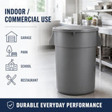 Getzi 7 Pack 44 Gallon Gray Round Commercial Trash Can with Lid