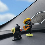 RCASGCAT Mini Cat Desk Figurines, Cute Computer Monitor Miniature Cat Desk Set for Office, Rearview Mirror, Home Decor