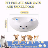 Cat Food Bowl, Ceramic Cat Bowls, Cute Kitten Water Bowl with 7.1oz Capacity, Slanted Kitten Feeding Dish 6.5 inch, Whisker Fatigue Friendly, Adorable and Multi-Use Home Decor