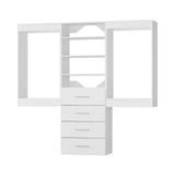 MODCART Modular Closet 90" Hanging & Drawers, Wooden Tower for Walk-In Closets, White Wall-Mounted Wardrobe Organizer