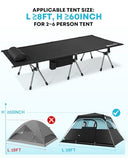 Gonex 31.5" Extra Wide Camping Cot with Leg Extenders 2 in 1 Portable Folding Cot for Adults Height Adjustable Supports 350lbs Sleeping Bed for Backpacking Travel Beach Home (Black)