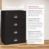 FireKing Fireproof Lateral File Cabinet (4 Drawers, Impact Resistant