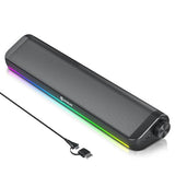 Tylubio Computer Speakers for Desktop, HiFi Stereo PC Soundbar with Dynamic RGB Lighting, USB & Type-C Plug&Play