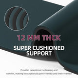 onlyhe Extra Thick 12mm TPE Exercise Yoga Mat with Strap, 1/2 Inch Non-slip Workout Mat for gymnastics, Pilates, Home, Workout, Gym Floor Fitness (Dark green + Black)