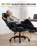 GTPLAYER Big and Tall Gaming Chair with Footrest, High Back Ergonomic Office Chair for Adults, Heavy Duty 350 lbs Capacity, Premium Leather & Iridescent Trim, ACE-Armor, Yellow