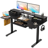 OffiGo U Shaped Electric Standing Desk with Drawers, 55 Inch Height Adjustable Desk