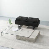 Leather Bench Waiting Room Chairs - 2 Seat Office Guest Reception Bench with Cushion