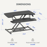 FLEXISPOT 32-inch Height Adjustable Standing Desk Converter