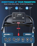 WELLFIT Treadmill with 15% Auto Incline, 400LBS Capacity, Foldable Treadmills with Handlebar, Heart Rate Sensor, LED Display, App Control