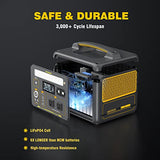 VTOMAN Jump 600X Portable Power Station 600W, 299Wh Solar Generator LiFePO4 Battery Power Station with Jump Start for Car, 1200W AC Outlet, PD 60W USB-C, 3x Regulated 12V/10A DC for Camping, RV Travel