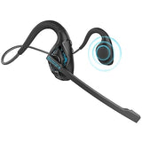 Bluetooth Headset with Boom Microphone, Open Ear Headphones w/Noise Canceling Mic