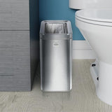 Open Trash Can - 2.6 Gallon (10 Liter) Small Metal Waste Basket with Removable Bucket for Narrow Spaces
