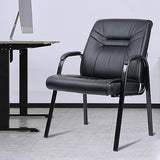 CLATINA Heavy Duty Guest Chairs with Arms, Big and Tall Wide Leather 500 LBS Reception Chairs Without Wheels, , Black