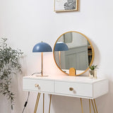 Globe Electric 52942 15" Blue Desk Lamp with Brass Accents, in-Line On/Off Rocker Switch, Ideal for Bedroom, Office Decor