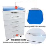 Dental Assistant's Mobile Cart 5 Drawers Mobile File Cabinet with 2 Storage Trays Dental Clinic Stainless