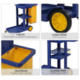 Durable 3-Tier Janitorial Cart with Wheels, Hotel Housekeeping Trolley, Rolling Service Cart for Hospitals & Businesses