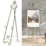 60” H Vintage Easel Stand for Sign, Large Adjustable Metal Display Standing for Displaying Pictures