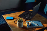 Portable External Hard Drive, Blue, backup software with defense against ransomware, and password protection