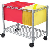 Pemberly Row Contemporary Steel Wire Mobile File Cart, Gray Finish