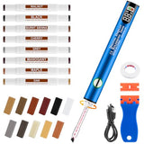 Laminate Wood Floor Repair Kit, Wax Melting Tool with Display, Hard Wax Filler, Marker Pen, for Floor, Furniture, Countertop & Tile Repair, Blue